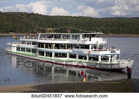 "Cruise ship MS Westphalia at the pier on Lake Bigge, Sauerland, North Rhine-Westphalia, Germany, Europe, PublicGround, Europe" View Large Photo Image Stock Photo - "Cruise ship MS Westphalia at the pier on Lake Bigge, Sauerland, North Rhine-Westphalia, Germany, Europe, PublicGround, Europe". Fotosearch