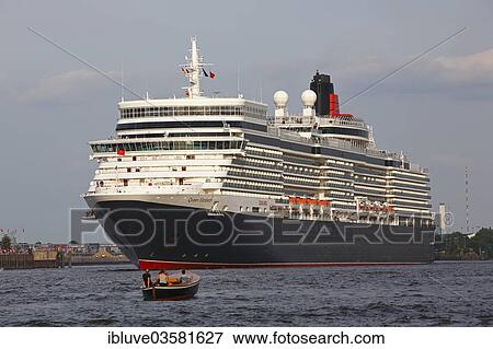 "Cruise ship Queen Elizabeth sailing from the Port of Hamburg, Hamburg-Port, Hamburg, Hamburg, Germany, Europe" View Large Photo Image Stock Photo - "Cruise ship Queen Elizabeth sailing from the Port of Hamburg, Hamburg-Port, Hamburg, Hamburg, Germany, Europe". Fotosearch