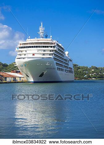 "Cruise ship Silver Spirit in the port of St Lucia's capital Castries, Saint Lucia, Windward Islands, Lesser Antilles, Caribbean, North America" View Large Photo Image Stock Image - "Cruise ship Silver Spirit in the port of St Lucia's capital Castries, Saint Lucia, Windward Islands, Lesser Antilles, Caribbean, North America". Fotosearch