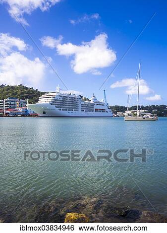 "Cruise ship Silver Spirit in the port of St Lucia's capital Castries, Saint Lucia, Windward Islands, Lesser Antilles, Caribbean, North America" View Large Photo Image Stock Photograph - "Cruise ship Silver Spirit in the port of St Lucia's capital Castries, Saint Lucia, Windward Islands, Lesser Antilles, Caribbean, North America". Fotosearch
