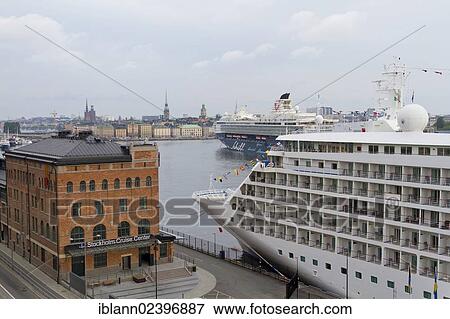 Stock Photo - "Cruise ships in the harbor of Stockholm, Sweden, Europe". Fotosearch