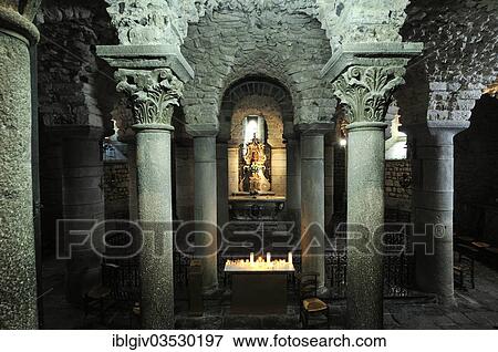 Stock Photo - "Crypt of the Basilica of Notre-Dame du Port, Clermont-Ferrand, Departement Puy-de-Dome, Auvergne, France, Europe". Fotosearch