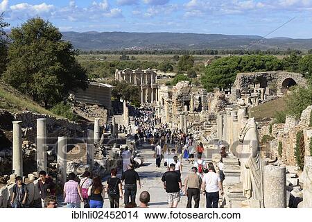 "Cureten Street with the Library of Celsus, ancient city of Ephesus, Efes, UNESCO World Heritage Site, Aegean Sea, Turkey, Asia" View Large Photo Image Picture - "Cureten Street with the Library of Celsus, ancient city of Ephesus, Efes, UNESCO World Heritage Site, Aegean Sea, Turkey, Asia". Fotosearch