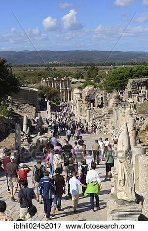 "Cureten Street with the Library of Celsus, ancient city of Ephesus, Efes, UNESCO World Heritage Site, Aegean Sea, Turkey, Asia" View Large Photo Image Stock Photo - "Cureten Street with the Library of Celsus, ancient city of Ephesus, Efes, UNESCO World Heritage Site, Aegean Sea, Turkey, Asia". Fotosearch