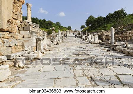 Stock Image - "Curetes Street, Ephesus, Selcuk, Izmir Province, Aegean Region, Turkey, Asia". Fotosearch