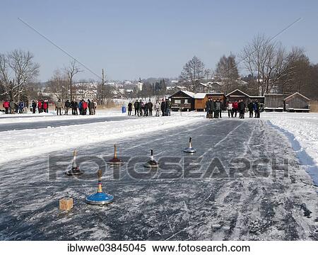 Stock Photography - "Curling, Irrsee lake, Zell am Moos, Salzkammergut, Austria, Europe". Fotosearch