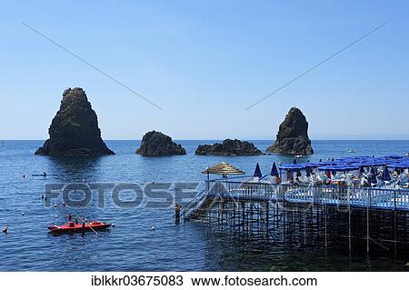 Stock Image - "Cyclopean Isles, Aci Trezza, Aci Castello, Province of Catania, Sicily, Italy, Europe". Fotosearch