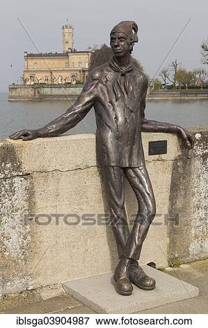 Stock Photo - "Dammglonker bronze statue, a famous docker, Lake Constance, Langenargen, Swabia, Baden-Wurttemberg, Germany, Europe". Fotosearch