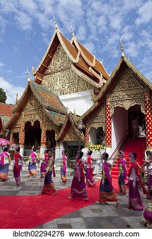 "Dancers in the Wat Phra That Doi Suthep temple complex, Thailand, Asia" View Large Photo Image Stock Photograph - "Dancers in the Wat Phra That Doi Suthep temple complex, Thailand, Asia". Fotosearch