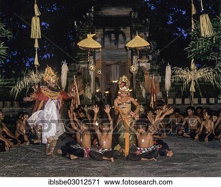 Stock Image - "Dancers performing the Kecak dance, Ubud, Bali, Indonesia, Asia". Fotosearch