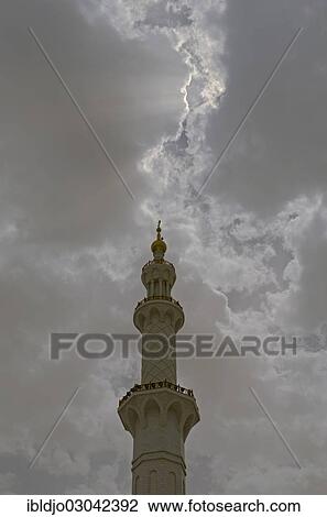 "Dark clouds above one of the four minarets of Sheikh Zayed Grand Mosque, Abu Dhabi, Emirate of Abu Dhabi, United Arab Emirates, Asia" View Large Photo Image Stock Image - "Dark clouds above one of the four minarets of Sheikh Zayed Grand Mosque, Abu Dhabi, Emirate of Abu Dhabi, United Arab Emirates, Asia". Fotosearch