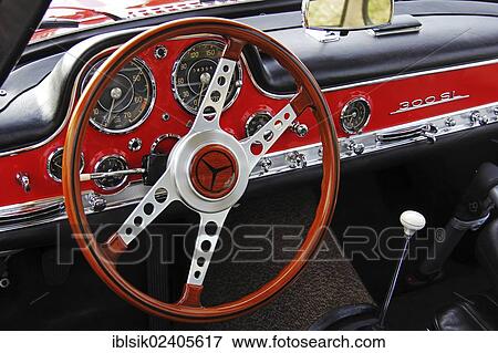 Stock Photo - "Dashboard, cockpit, Mercedes 300 SL, classic car". Fotosearch