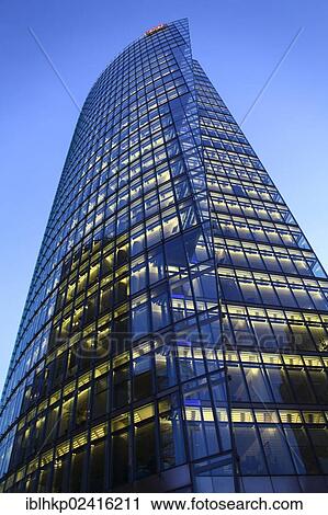 Stock Image - DB Tower in the twilight, Potsdamer Platz square, Berlin, Germany, Europe. Fotosearch