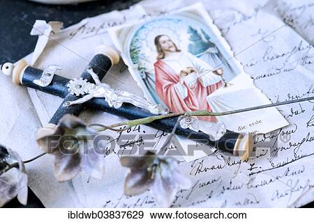Stock Photo - "Death cross with devotional image, Jesus". Fotosearch