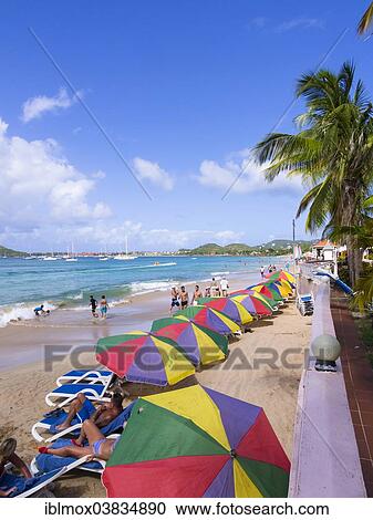 "Deck chairs on the beach of Rodney Bay, Saint Lucia, Windward Islands, Lesser Antilles, North America" View Large Photo Image Stock Image - "Deck chairs on the beach of Rodney Bay, Saint Lucia, Windward Islands, Lesser Antilles, North America". Fotosearch