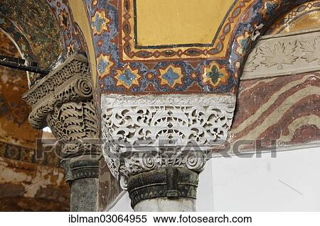 Stock Photography - "Decorated column, Hagia Sophia, Sultanahmet, Istanbul, European side, Istanbul Province, Turkey, European side, Europe". Fotosearch