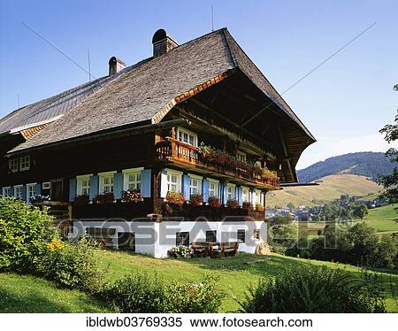 Stock Photography - "Decorated farmhouse, Innerlehen, Bernau-Innerlehen, Bernau, Black Forest, Baden-Wuerttemberg, Germany, Europe". Fotosearch