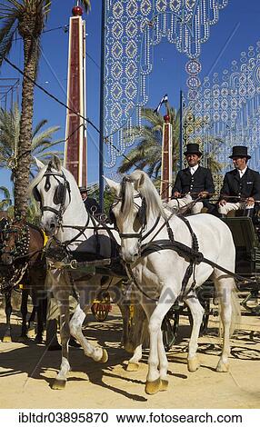 "Decorated horses and dressed up coachmen at the Feria del Caballo Horse Fair, Jerez de la Frontera, Cadiz province, Andalusia, Spain, Europe" View Large Photo Image Stock Image - "Decorated horses and dressed up coachmen at the Feria del Caballo Horse Fair, Jerez de la Frontera, Cadiz province, Andalusia, Spain, Europe". Fotosearch