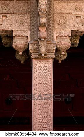 "Decorative elements carved on a sandstone pillar, Red Fort, Agra, Uttar Pradesh, India, Asia" View Large Photo Image Picture - "Decorative elements carved on a sandstone pillar, Red Fort, Agra, Uttar Pradesh, India, Asia". Fotosearch