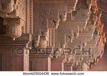 "Decorative elements carved on sandstone pillars, Red Fort, Agra, Uttar Pradesh, India, Asia" View Large Photo Image Stock Photograph - "Decorative elements carved on sandstone pillars, Red Fort, Agra, Uttar Pradesh, India, Asia". Fotosearch