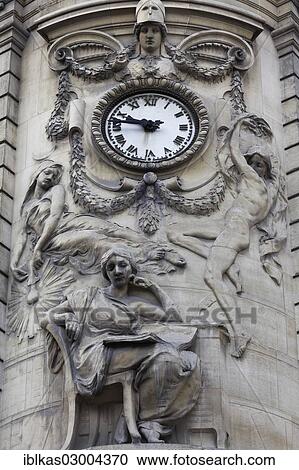 "Decorative facade with a clock and figures, Bibliotheque nationale de France, National Library of France, 2nd Arrondissement, Paris, Ile-de-France, France, Europe" View Large Photo Image Stock Image - "Decorative facade with a clock and figures, Bibliotheque nationale de France, National Library of France, 2nd Arrondissement, Paris, Ile-de-France, France, Europe". Fotosearch
