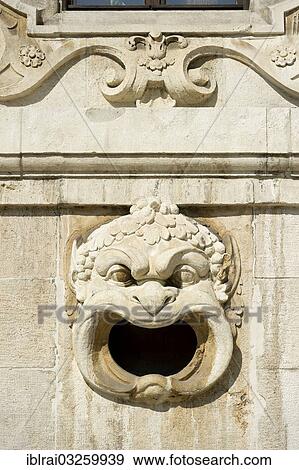 Stock Photo - "Decorative gargoyle on the outer wall of the Bavarian National Museum, Bayerisches Nationalmuseum, Prinzregentenstrasse, Munich, Upper Bavaria, Bavaria, Germany, Europe". Fotosearch