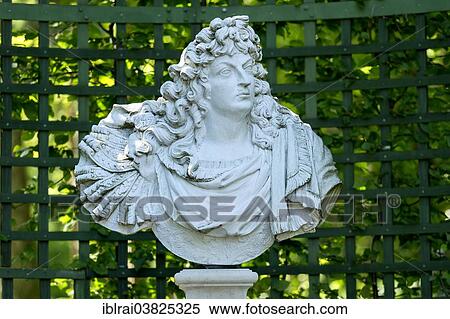 "Decorative male bust in the garden archway, West Parterre, Schlosspark palace gardens, Schloss Linderhof Palace, Upper Bavaria, Bavaria, Germany, Europe" View Large Photo Image Stock Photography - "Decorative male bust in the garden archway, West Parterre, Schlosspark palace gardens, Schloss Linderhof Palace, Upper Bavaria, Bavaria, Germany, Europe". Fotosearch