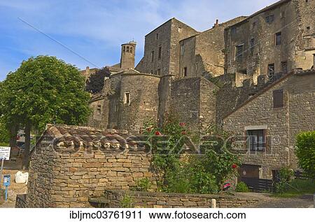 Stock Image - "Defence wall, Cordes-sur-Ciel, Departement Tarn, Midi-Pyrenees, France, Europe". Fotosearch
