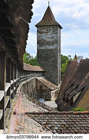 "Defensive corridor along the battlements with Battlement Tower, 14th century, Roderschutt, Rothenburg ob der Tauber, Middle Franconia, Bavaria, Germany, Europe" View Large Photo Image Picture - "Defensive corridor along the battlements with Battlement Tower, 14th century, Roderschutt, Rothenburg ob der Tauber, Middle Franconia, Bavaria, Germany, Europe". Fotosearch