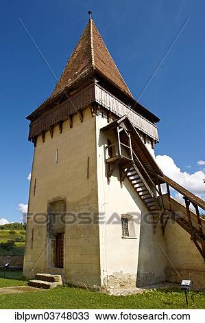 Stock Image - "Defensive tower of the Saxon fortified church of Biertan, Transylvania, Romania, Europe". Fotosearch
