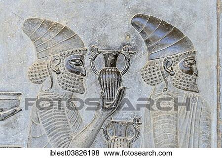 Stock Photo - "Delegation bas-relief, Apadana Palace, ancient city of Persepolis, UNESCO World Heritage Site, near Shiraz, Fars Province, Iran, Asia". Fotosearch