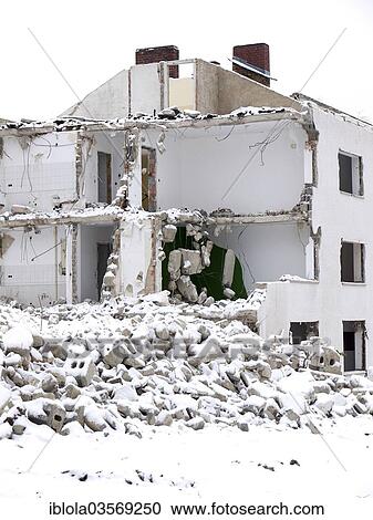 "Demolition of a residential building in winter, Wiesbaden, Hesse, Germany, Europe" View Large Photo Image Stock Image - "Demolition of a residential building in winter, Wiesbaden, Hesse, Germany, Europe". Fotosearch