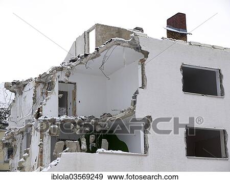 "Demolition of a residential building in winter, Wiesbaden, Hesse, Germany, Europe" View Large Photo Image Stock Photo - "Demolition of a residential building in winter, Wiesbaden, Hesse, Germany, Europe". Fotosearch