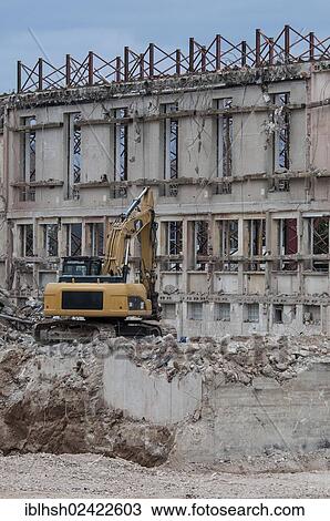 Demolition works, excavator in rubble in front of a building wall, Bonn, North Rhine-Westphalia, Germany, Europe, PublicGround, Europe View Large Photo Image Stock Image - Demolition works, excavator in rubble in front of a building wall, Bonn, North Rhine-Westphalia, Germany, Europe, PublicGround, Europe. Fotosearch