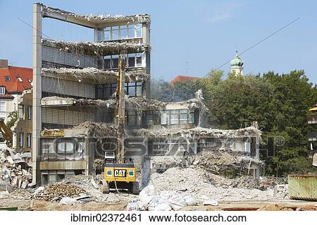 Stock Image - "Demolition works on the Rodenstock premises in Isarvorstadt, Munich, Bavaria, Germany, Europe". Fotosearch