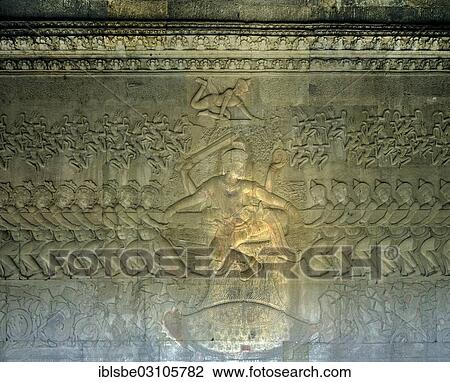 "Demons churning the Ocean of Milk, sandstone relief in the temple of Angkor Wat, UNESCO World Cultural Heritage Site, Siem Reap, Siem Reap Province, Cambodia, Asia" View Large Photo Image Stock Image - "Demons churning the Ocean of Milk, sandstone relief in the temple of Angkor Wat, UNESCO World Cultural Heritage Site, Siem Reap, Siem Reap Province, Cambodia, Asia". Fotosearch