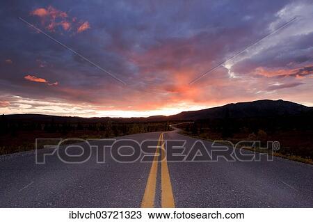 "Denali Park Road with atmospheric clouds at sunset, Denali National Park, Alaska, USA" View Large Photo Image Stock Image - "Denali Park Road with atmospheric clouds at sunset, Denali National Park, Alaska, USA". Fotosearch