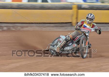 "Denis Stojs, No. 15 Slovenia, wins the Austrian speedway championship on April 28, 2013, in the Speedway-Arena """"Tritol"""", Eggendorf, Lower Austria, Austria, Europe" View Large Photo Image Stock Photo - "Denis Stojs, No. 15 Slovenia, wins the Austrian speedway championship on April 28, 2013, in the Speedway-Arena """"Tritol"""", Eggendorf, Lower Austria, Austria, Europe". Fotosearch