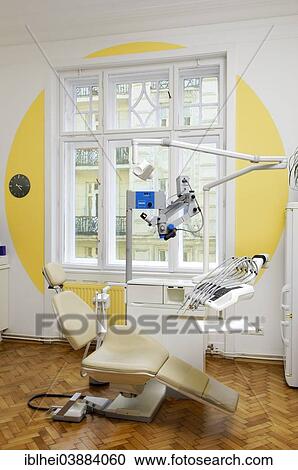 Stock Image - Dentist's chair in a dental surgery. Fotosearch