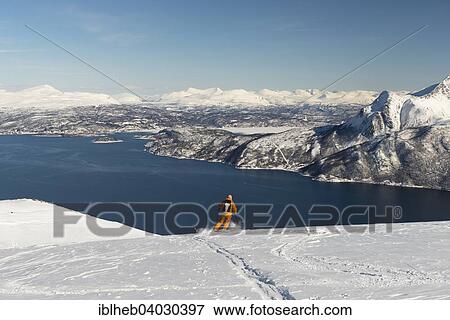 Stock Photo - "Departure from Langlitinden, Island Andorja, Troms, Norway, Europe". Fotosearch