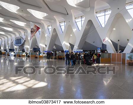 Stock Photo - "Departure hall of Marrakech Airport, Marrakech, Morocco, Africa". Fotosearch