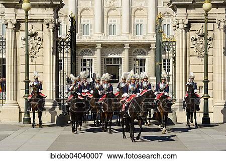 Stock Photo - "Departure of the Guard, audience with King Philip VI., Royal Palace, Madrid, Spain, Europe". Fotosearch