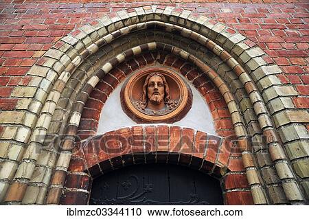 "Depiction of Jesus above a side entrance, Guestrow Cathedral, Brick Gothic architecture, Gustrow, Mecklenburg-Western Pomerania, Germany, Europe" View Large Photo Image Stock Image - "Depiction of Jesus above a side entrance, Guestrow Cathedral, Brick Gothic architecture, Gustrow, Mecklenburg-Western Pomerania, Germany, Europe". Fotosearch