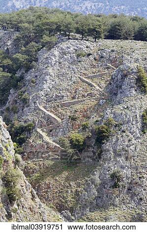 "Descent into the gorge of Aradena, Aradena, Lefka Ori mountains, Chania prefecture, Crete, Greece, Europe" View Large Photo Image Stock Image - "Descent into the gorge of Aradena, Aradena, Lefka Ori mountains, Chania prefecture, Crete, Greece, Europe". Fotosearch