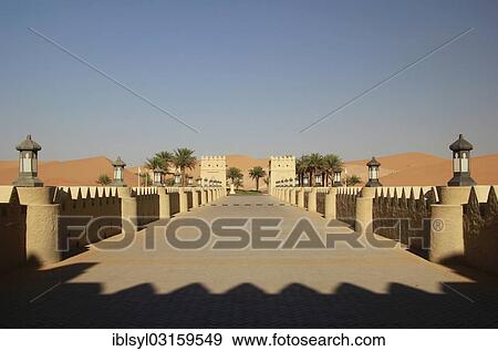 "Desert luxury hotel Anantara Qasr Al Sarab, hotel resort built in the style of a desert fort, surrounded by high sand dunes in the Empty Quarter or the sand desert of Rub Al Khali, Rub al Khali, Emirate of Abu Dhabi, United Arab Emirates, Asia" View Large Photo Image Stock Photo - "Desert luxury hotel Anantara Qasr Al Sarab, hotel resort built in the style of a desert fort, surrounded by high sand dunes in the Empty Quarter or the sand desert of Rub Al Khali, Rub al Khali, Emirate of Abu Dhabi, United Arab Emirates, Asia". Fotosearch