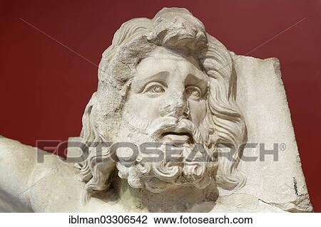 Stock Image - "Detail of Demeter and Poseidon from Smyrna, Izmir Museum of History and Art, Konak Meydani, Konak, Izmir, Izmir Province, Aegean Region, Turkey, Asia". Fotosearch