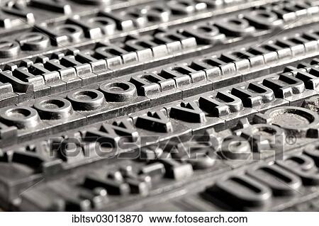 Stock Image - Detail of sorted metal type sorts. Fotosearch