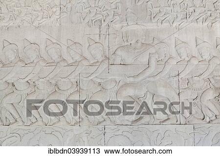 "Detail of the bas-relief depicting The Churning of the Ocean of Milk, Angkor Wat, Cambodia, Asia" View Large Photo Image Stock Image - "Detail of the bas-relief depicting The Churning of the Ocean of Milk, Angkor Wat, Cambodia, Asia". Fotosearch