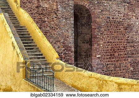 Stock Photo - "Detail of the city walls, Silves, Algarve, Portugal, Europe". Fotosearch