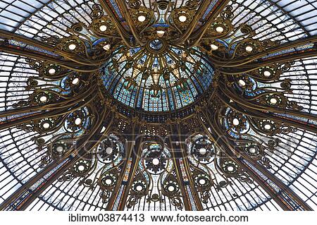 "Detail of the dome of the Galeries Lafayette department store, Paris, Ile-de-France, France, Europe" View Large Photo Image Stock Image - "Detail of the dome of the Galeries Lafayette department store, Paris, Ile-de-France, France, Europe". Fotosearch
